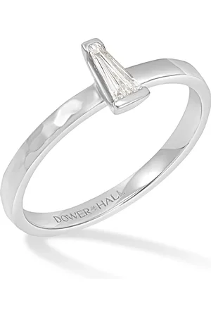 Dower & Hall 14k Hammered Narrative Ring with Tapered Baguette Diamond