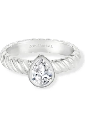 Dower & Hall White Topaz Pear Twist Twinkle Ring
