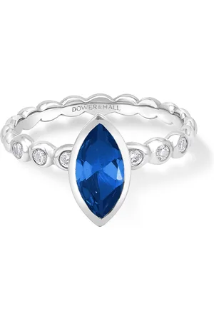 Dower & Hall 14k Marquise Blue Sapphire and Diamond Bubbles Ring