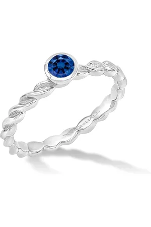 Dower & Hall 14k Twist Narrative Ring with 4mm Blue Sapphire