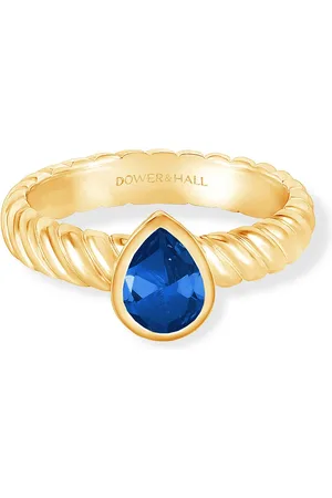Dower & Hall 14k Lab Grown Sapphire Pear Twist Twinkle Ring