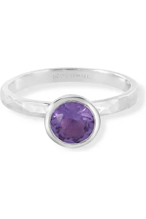 Dower & Hall 6mm Amethyst Hammered Twinkle Ring