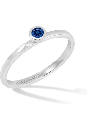 Dower & Hall 14k Hammered Narrative Ring with 3mm Blue Sapphire