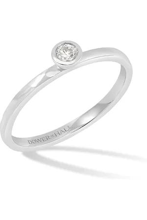 Dower & Hall 14k Hammered Narrative Ring with 3mm Diamond
