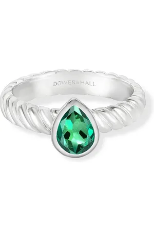 Dower & Hall Green Garnet Pear Twist Twinkle Ring