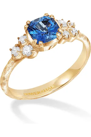 Dower & Hall 18k 6mm Cushion Blue sapphire & Diamond Stargazer Ring