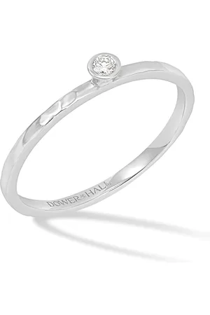 Dower & Hall 14k Hammered Narrative Ring with 2mm Diamond