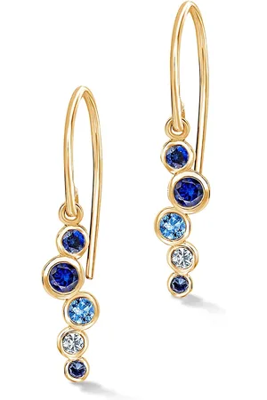 Dower & Hall 18k Blue Sapphire & Aquamarine Cascade Earrings