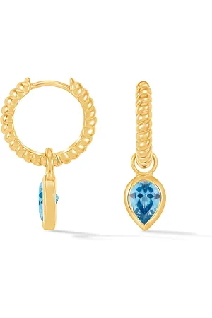 Dower & Hall Blue Topaz Twist Huggie Charm Hoops