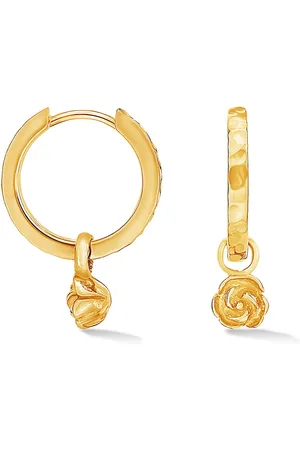Dower & Hall Hammered Wild Rose Hoops