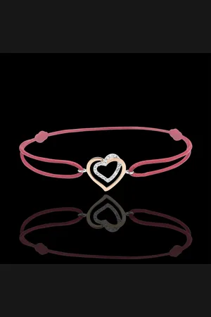Edenly Bi-colour Rose and White Gold Diamond Entwined Heart Bracelet with a r