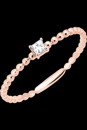 Edenly Freshness Ring - Solitaire Bubble Princess - 18 carat rose gold and di