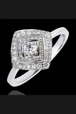 Edenly Destiny Engagement Ring - Double Geometric Halo - 18 carats