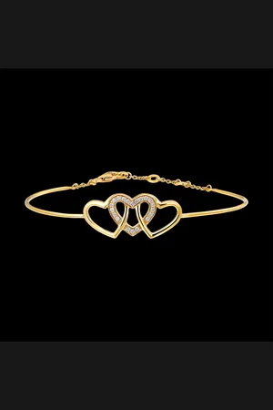 Edenly Precious Secret Bangle Bracelet - Interlaced Hearts - 18 c