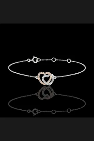 Edenly White Gold, Pink Gold Diamond Bracelet - Heart Accomplices - 9 carats