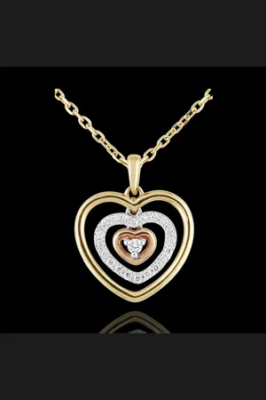 Edenly Tri-gold Orma Heart Necklace - 0.1 carat