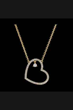 Edenly Precious Secret Necklace - Leaning Heart - 18 carats and d