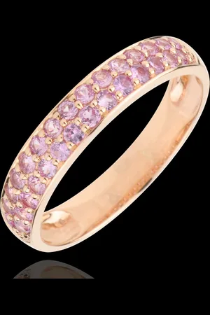 Edenly Ring Bird of Paradise - two lines - rose gold and pink sapphire