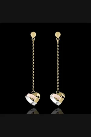 Edenly Folding Heart Drop Earrings - 3 golds