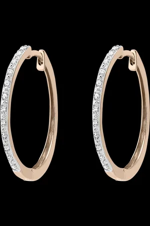 Edenly Semi-mount diamond hoop earrings - Noah - 9 karat rose gold and diamon