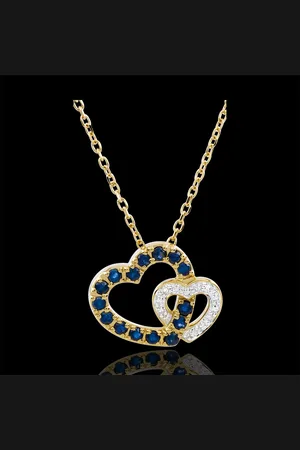Edenly Sapphire Heart and Diamond Heart Necklace