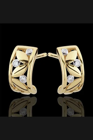 Edenly Freshness Earrings - Creole Foliage - - 9 carats