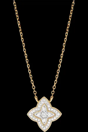Edenly Diamond Flower Necklace - 18 carat white gold and yellow gold with dia