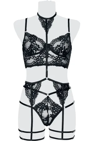 Grey Velvet 3-Part Lace Straps Cami Set Underwear
