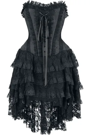 Gothicana Elaborate Gothic Dress with Corset and Shorter-Front Skirt Short dress