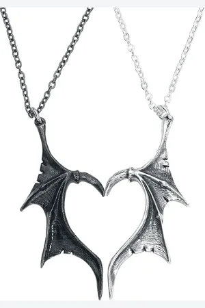 Alchemy Demon Wings Sweetheart Necklace silver