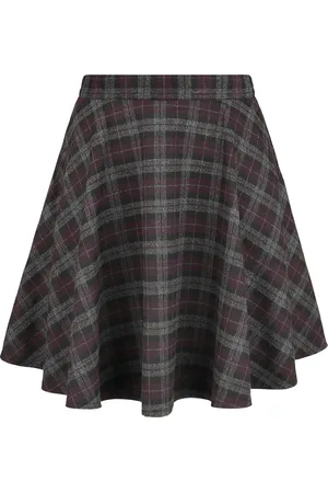 Banned Retro Rock Check Flared Skirt Short skirt purple