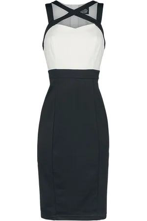 H&R London Tamika Two Tone Wiggle Dress Medium-length dress white