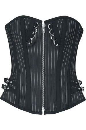 Elaborate Gothic Dress with Corset and Shorter-Front Skirt, Gothicana by  EMP Short dress