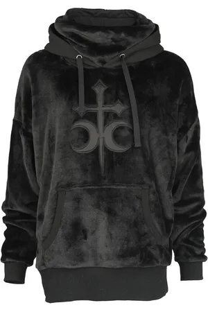 Gothicana Fluffy hoody with high collar Hooded sweater