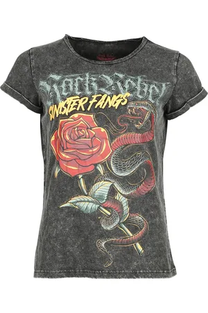 Rock Rebel T-shirt with old school snake and puff print T-Shirt
