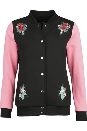 Rock Rebel Varsity sweat jacket with skull prints Varsity Jacket pink