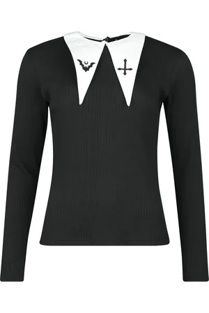 Gothicana Longsleeve Shirt with White Collar Long-sleeve Shirt