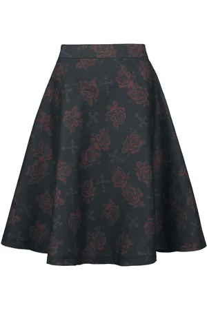 Rock Rebel Skirt with roses and crosses Medium-length skirt