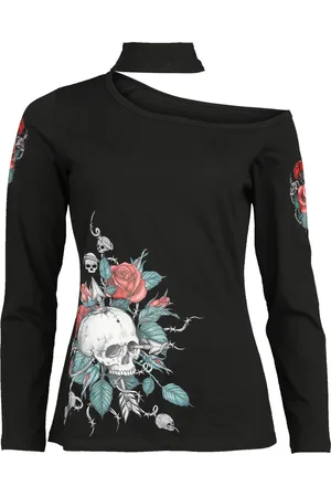 Rock Rebel Longsleeve with skull and roses print Long-sleeve Shirt