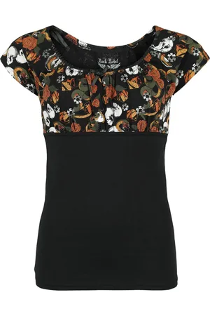 Rock Rebel Pleated T-Shirt with Old School Print T-Shirt