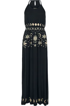 Gothicana Maxi-Dress with Sun, Moon and Stars Print Long dress