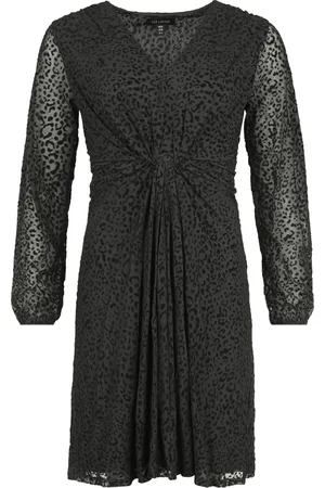 QED London Leopard velvet flocking knot front mini dress Short dress