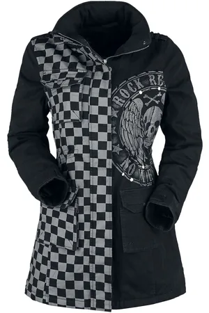 Rock Rebel Black/ Jacket with Studs and Print Winter Jacket black