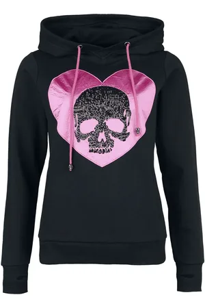 Rock Rebel Hoodie with Sequin Skull Hooded sweater