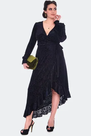 Voodoo Vixen Devore Long Sleeve Wrap Dress Medium-length dress