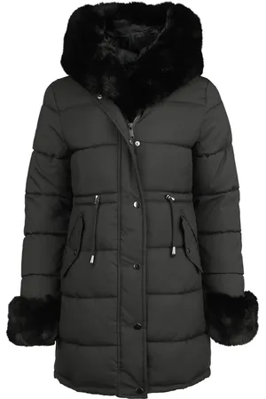 QED London Fur trim padded hooded coat Coats