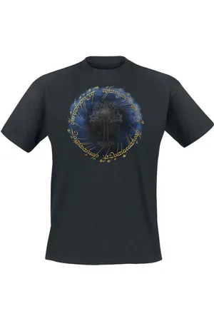 Lord of the Rings Ring & Tree of Gondor - Gold Print T-Shirt