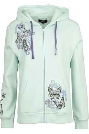 Full Volume Hooded jacked with butterflies and skulls Hooded zip