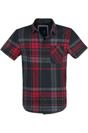 Brandit Mike Checkshirt Short-sleeved Shirt anthracite red
