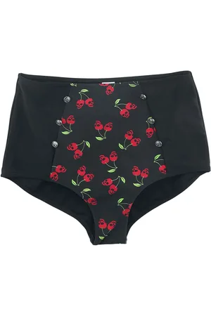 Rock Rebel Bikini Bottoms with Rockabilly Print and Buttons Bikini Bottom